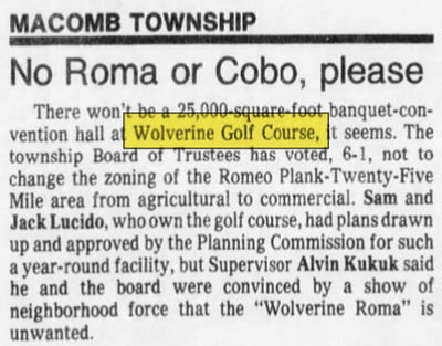 Wolverine Golf Club - Feb 20 1986 Article (newer photo)